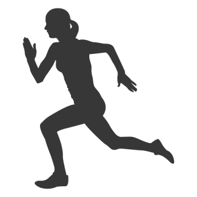 a silhouette of a woman running