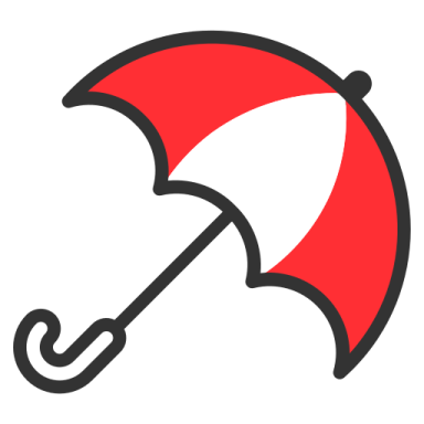 a red and white umbrella