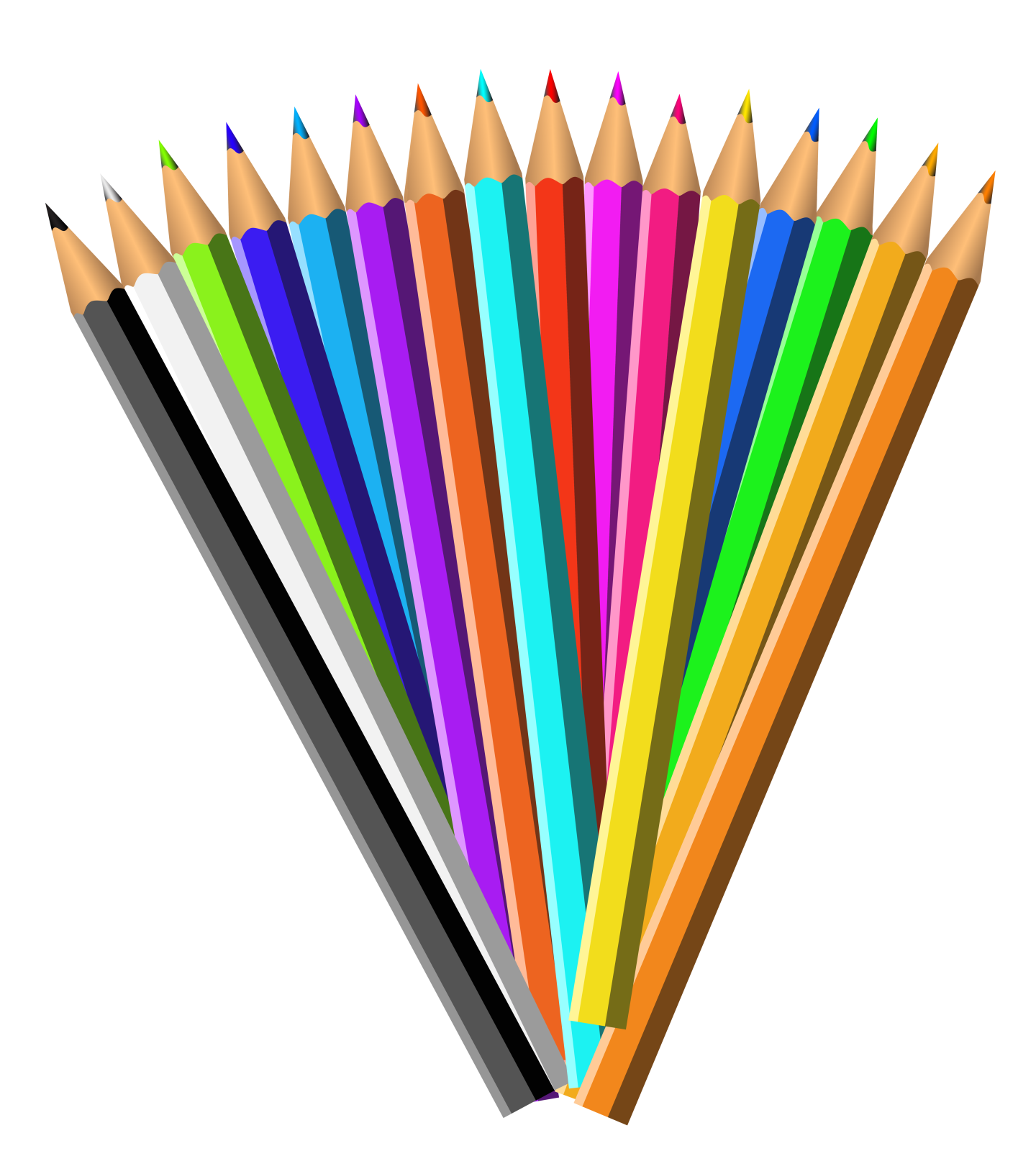 a bunch of colored pencils