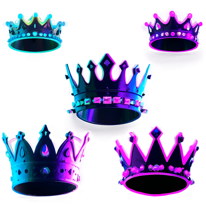 a set of four different colored crowns