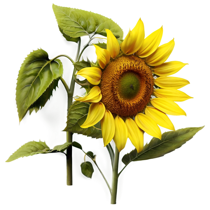 a yellow sunflower on a white background