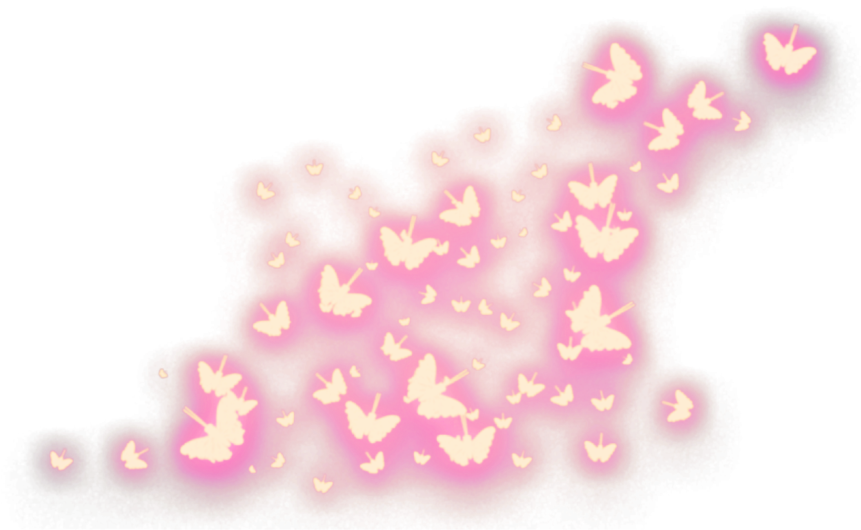 a white background with pink and yellow butterflies