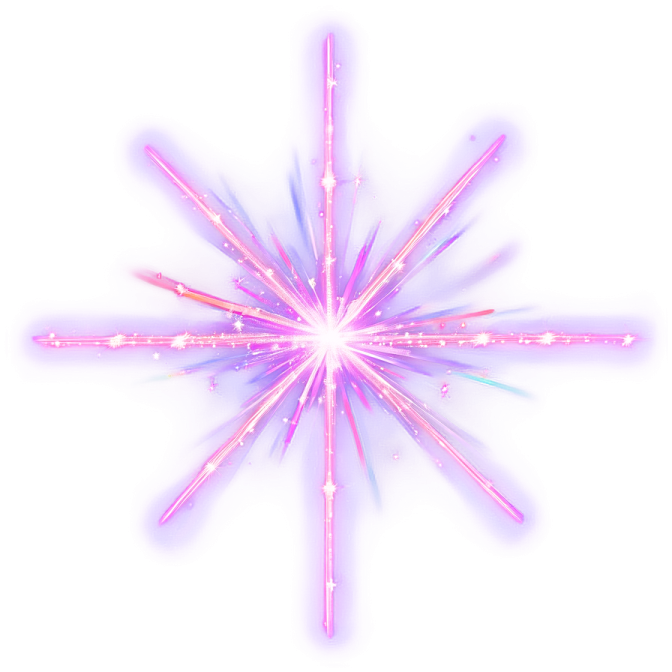 a pink and blue snowflake on a white background