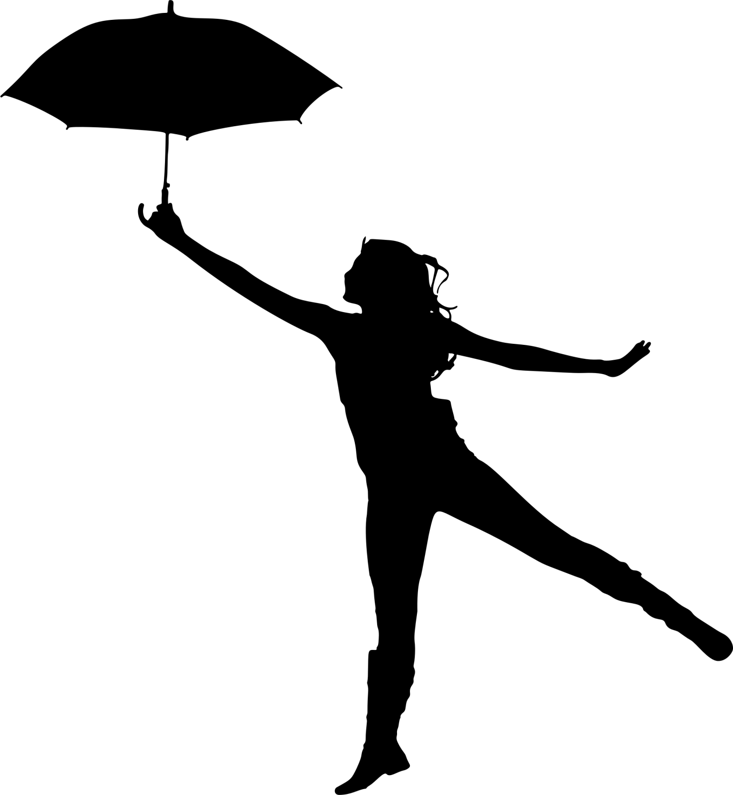 a silhouette of a woman holding an umbrella