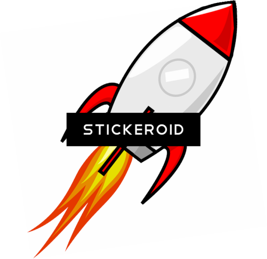 a red and white rocket with the word stick on it