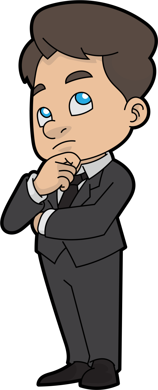 a man in a suit with his hand on his chin