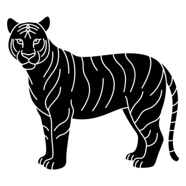 a black and white silhouette of a tiger