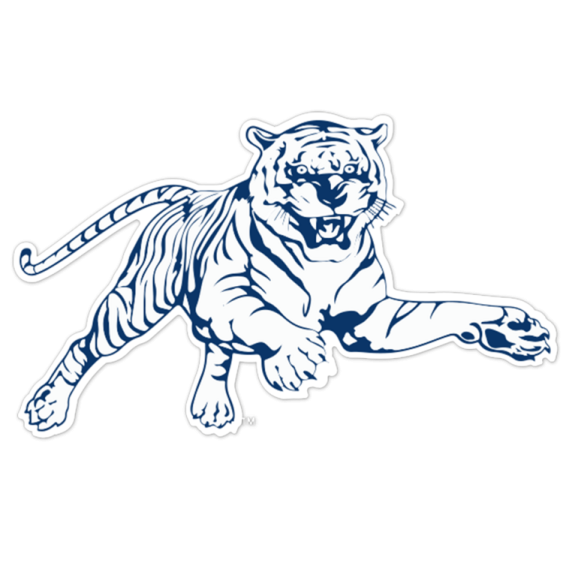a blue and white tiger sticker