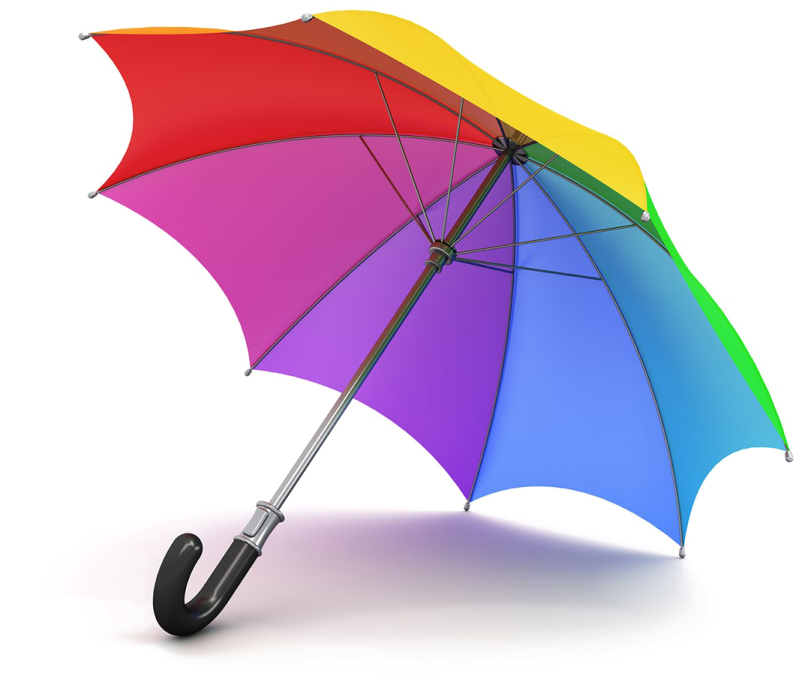 a rainbow colored umbrella on a white background