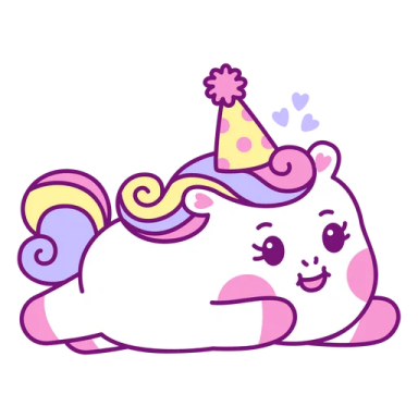a cartoon unicorn with a party hat