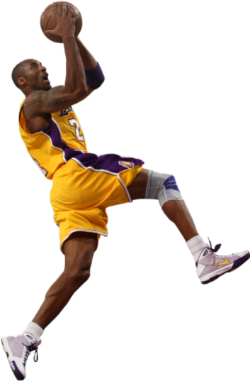 a basketball player jumping in the air with a ball