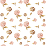 a white background with pink roses and leaves