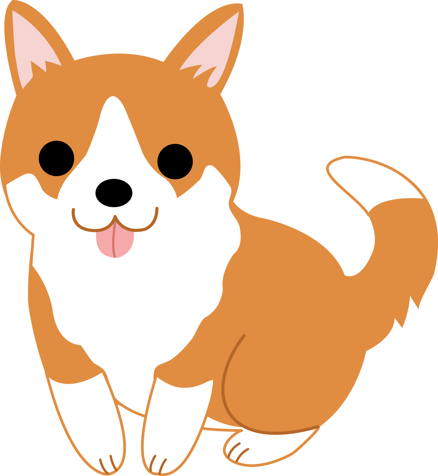 a brown and white dog with its tongue out