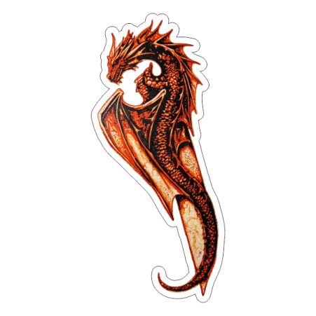 a sticker of a red and black dragon