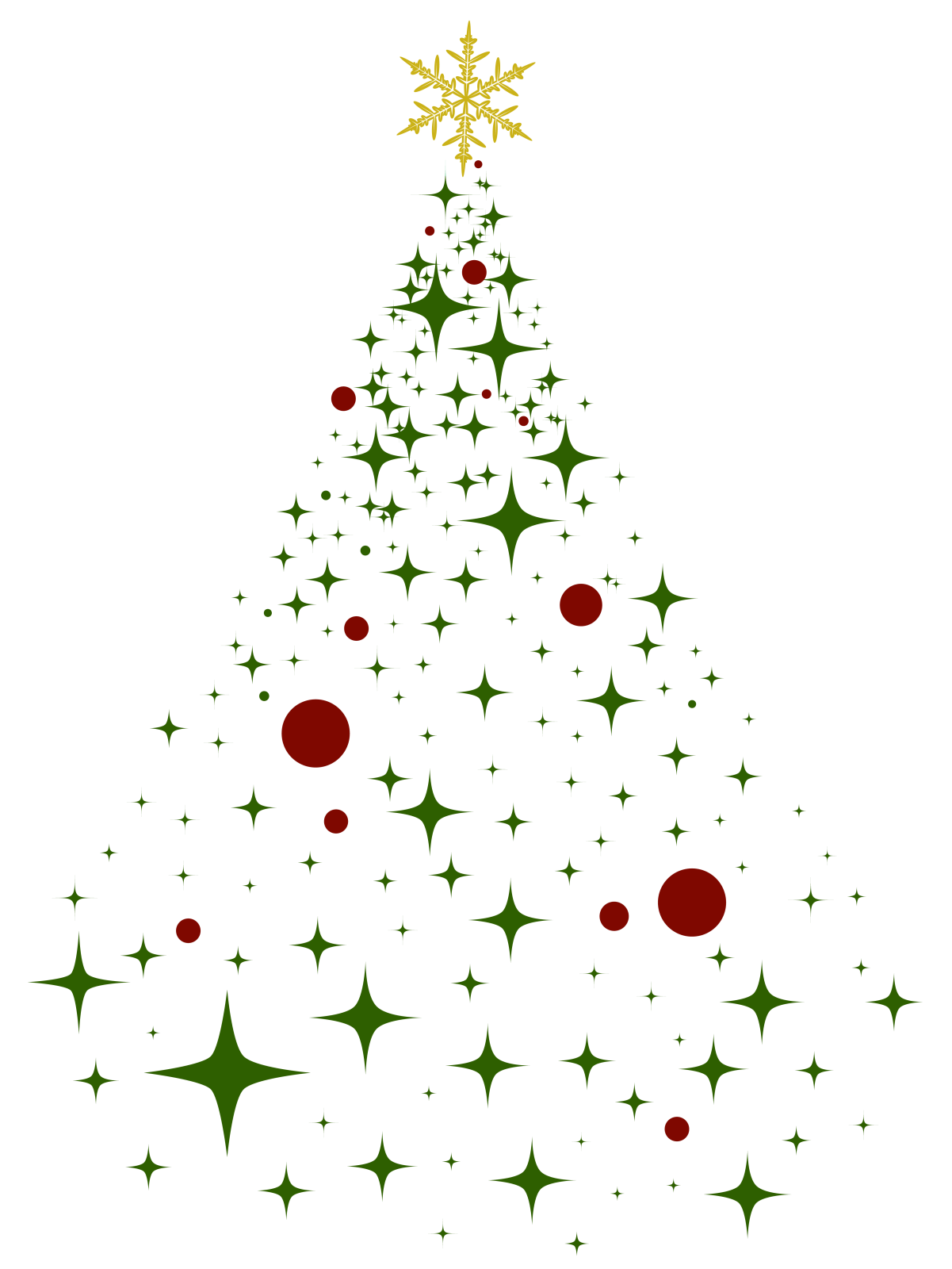 a christmas tree with red and green stars