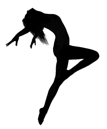 a black and white silhouette of a woman dancing