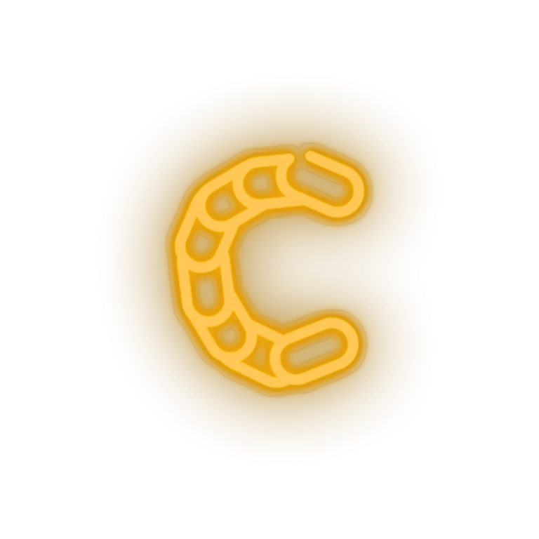 the letter c is made up of a yellow snake