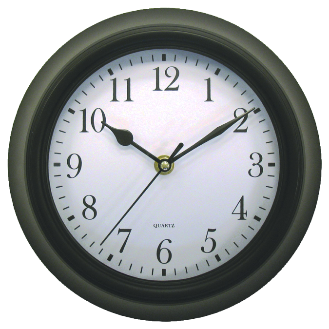 a black clock with white numbers on it