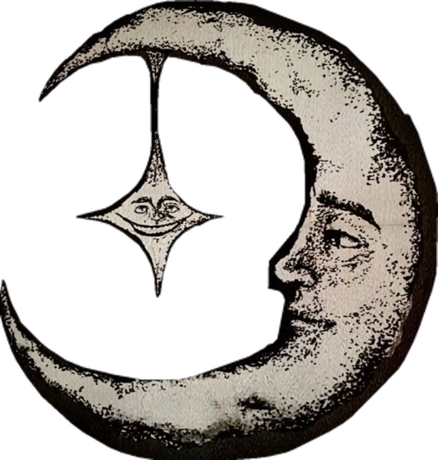 a drawing of a crescent with a star in the middle