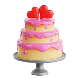 a cake with two hearts on top of it