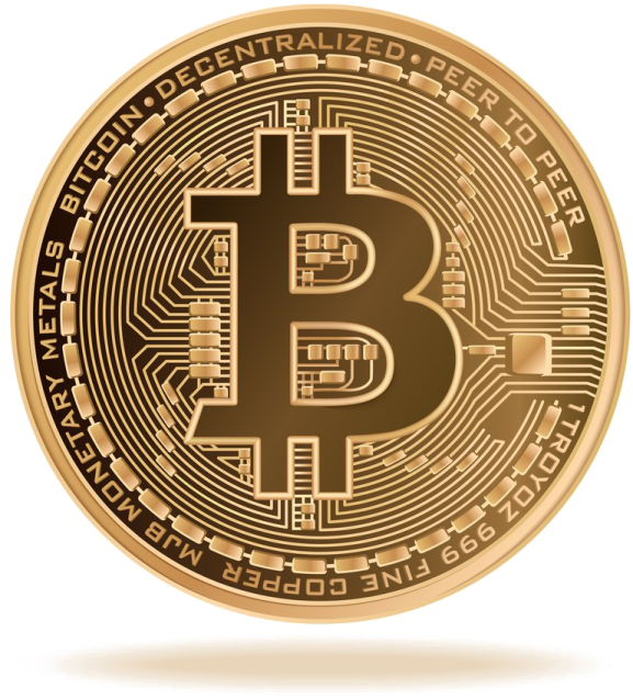 a golden bit coin with the word bit on it