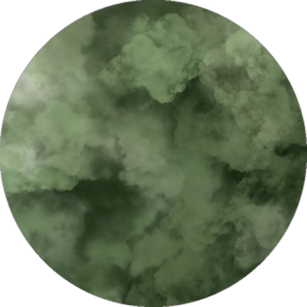 a green circle with clouds in the middle