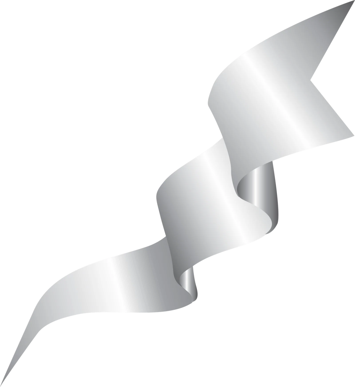a silver ribbon on a white background