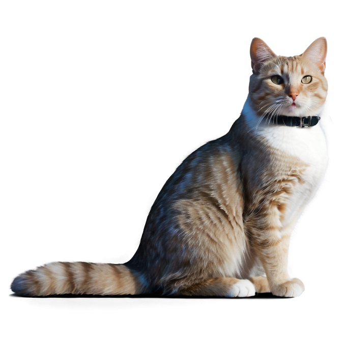 a cat sitting in front of a white background