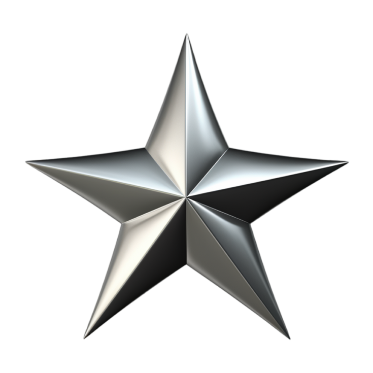 a silver star on a white background