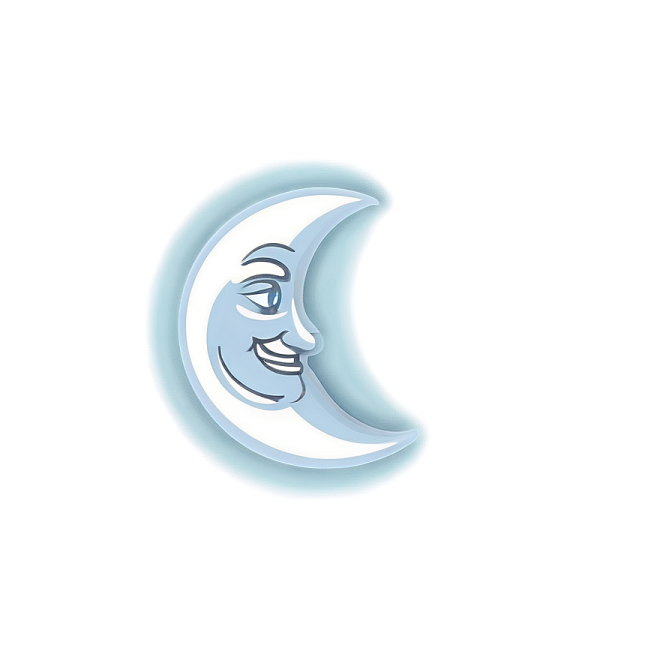 a crescent with a smiling face on it