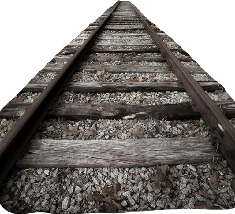 an old railroad track with a white background