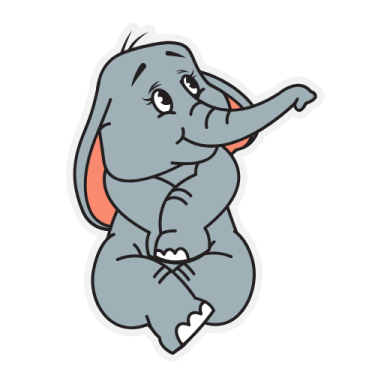 a cartoon elephant sitting on its back