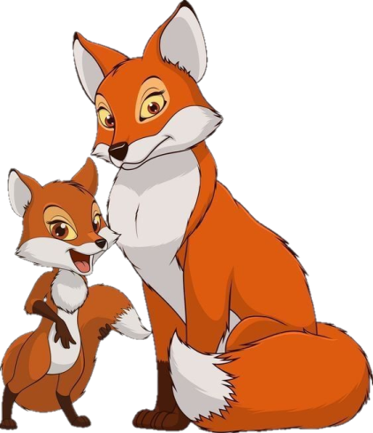 a fox and her cub