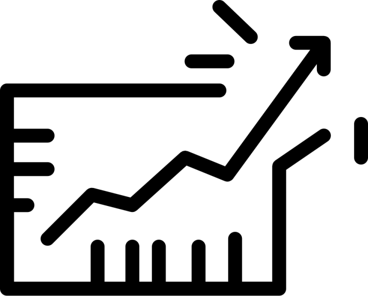 a black and white icon of a bar chart