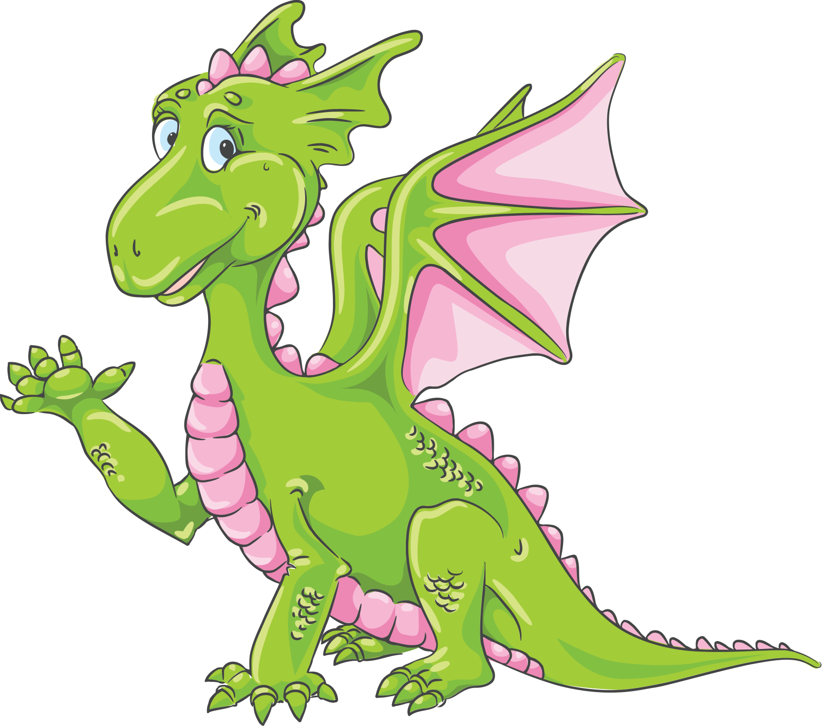 a green dragon with pink wings