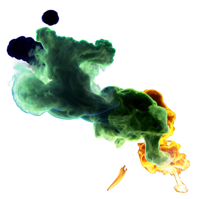 the smoke is green and orange