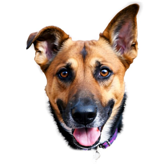 a close up of a dog with its tongue out
