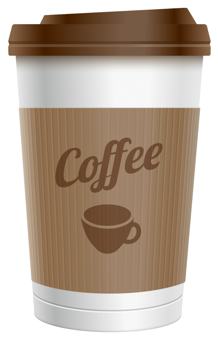 a coffee cup with the word coffee on it