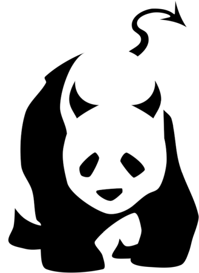 a black and white image of a panda