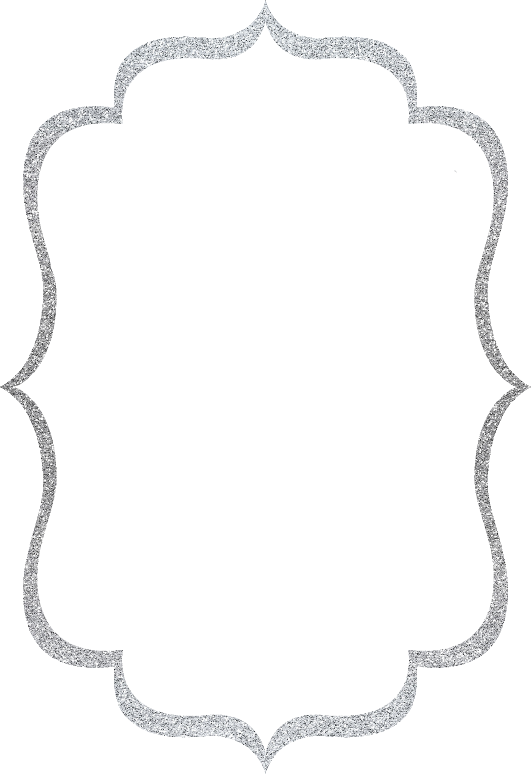 a silver glitter frame on white background
