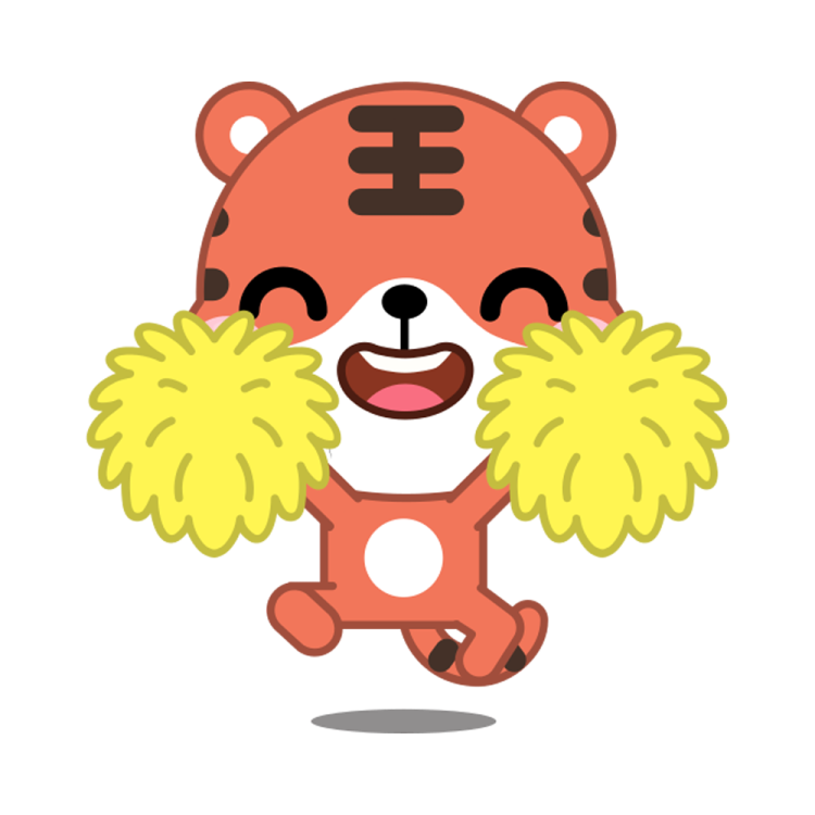 a cartoon bear with yellow cheer poms