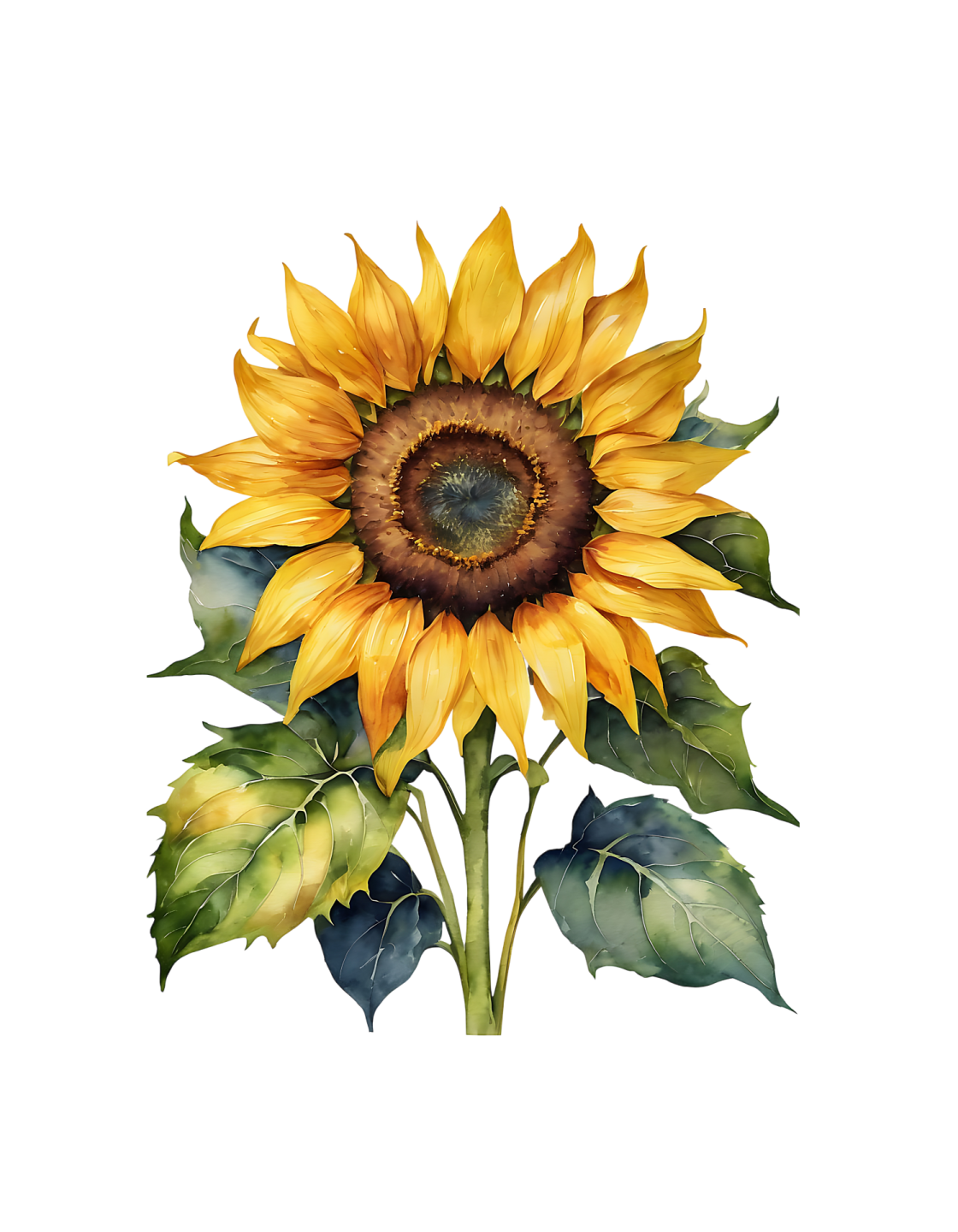 a watercolor painting of a sunflower