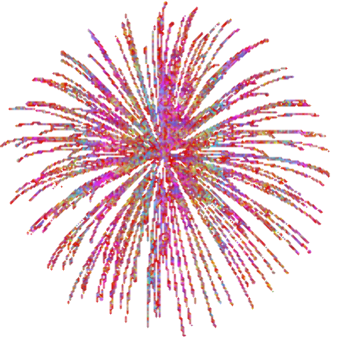 a colorful fireworks on a white background