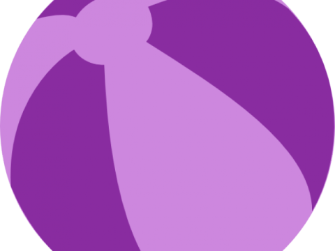 a purple ball on a white background