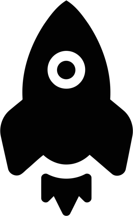 a black and white silhouette of a rocket