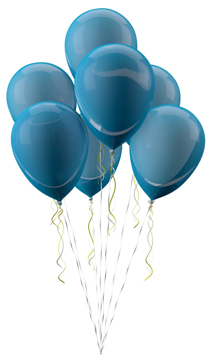 a bunch of blue balloons