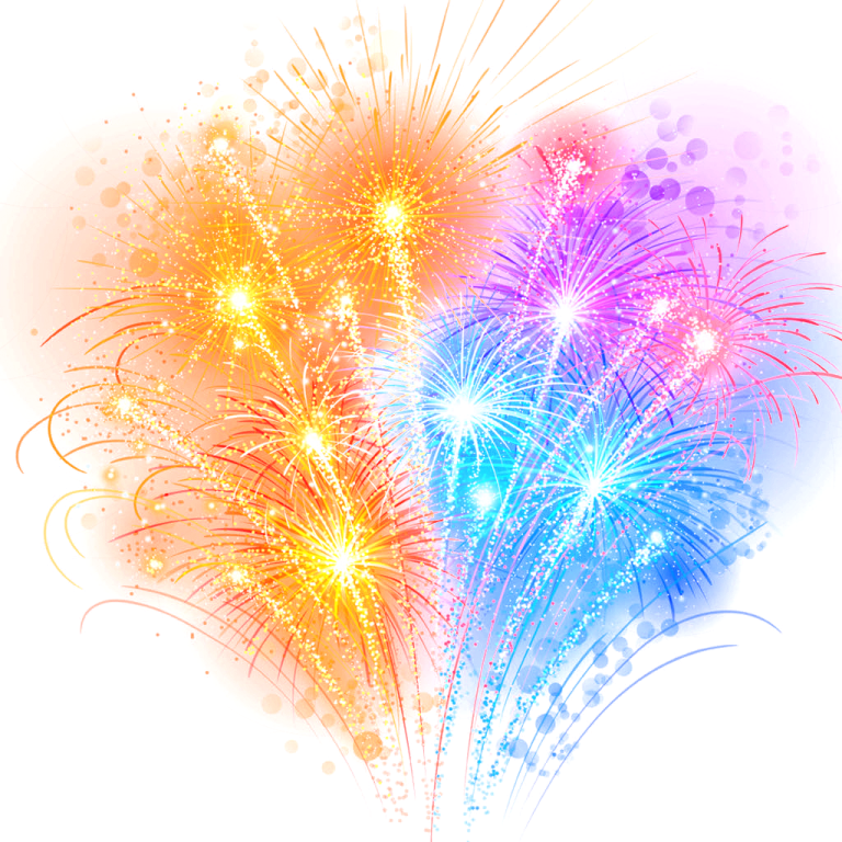 colorful fireworks on a white background