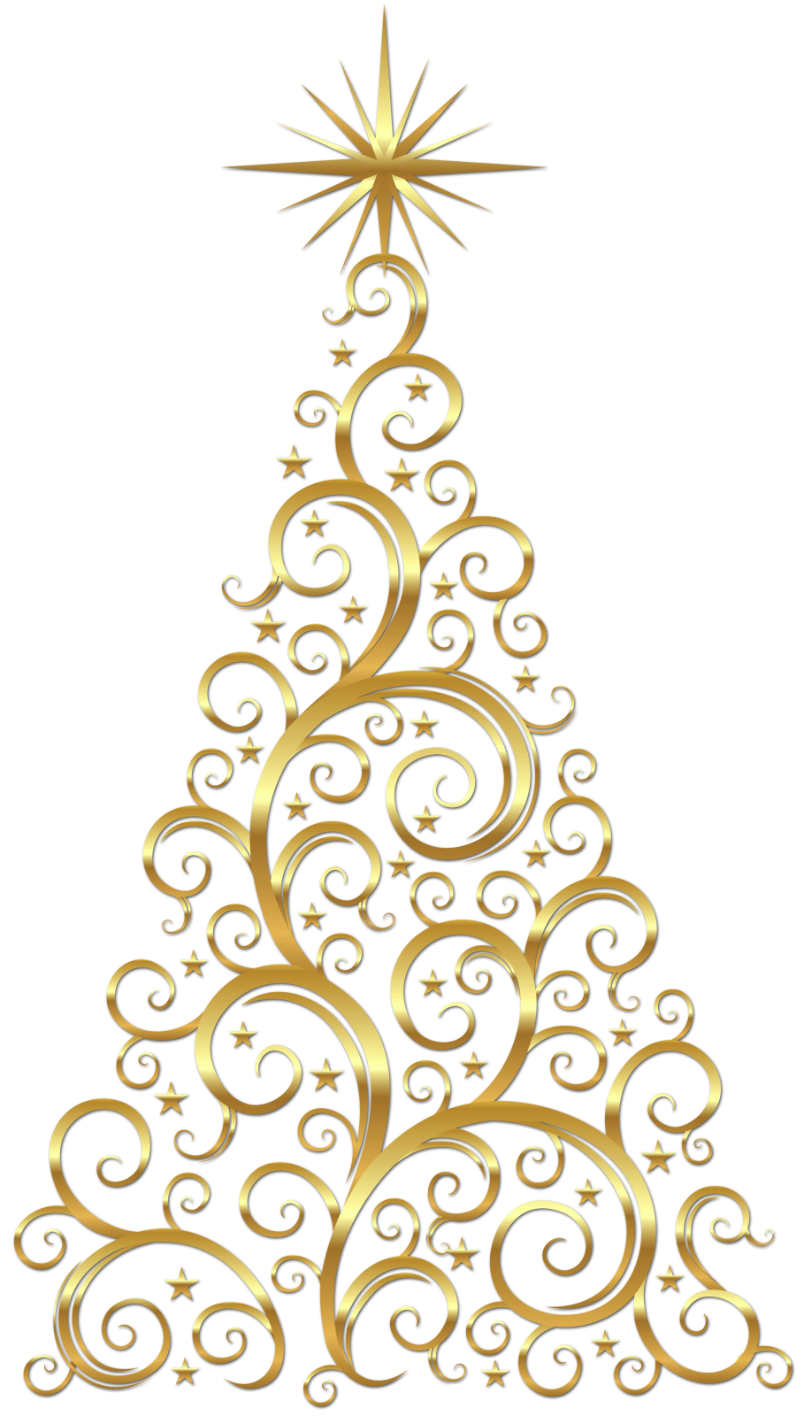 a gold christmas tree on a white background