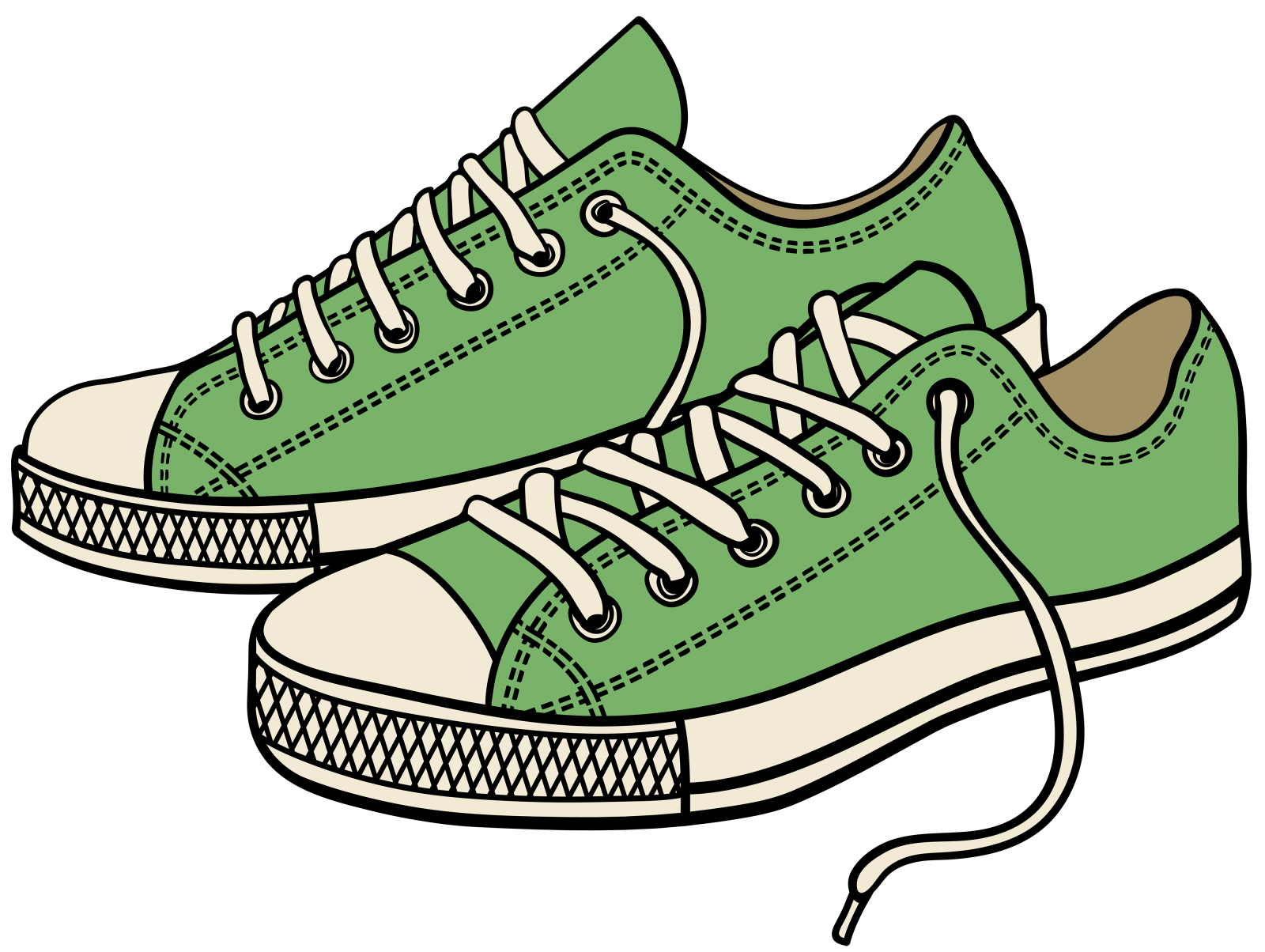 a pair of green sneakers