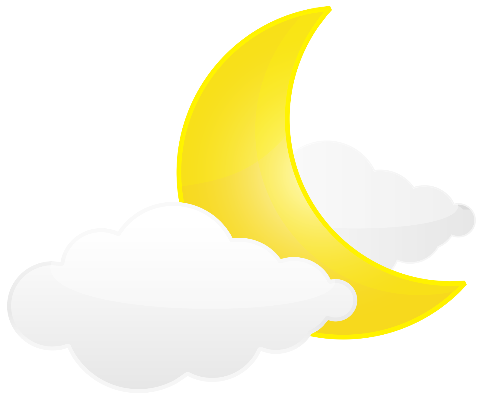a crescent in the sky with clouds